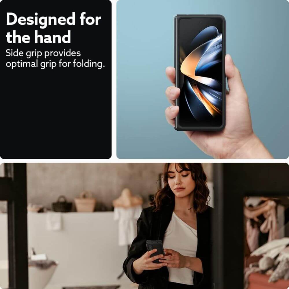 Противоударен Калъф за Samsung Z Fold 5, Spigen Caseology Parallax, Черен (3)