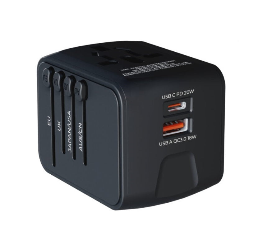 Универсален Адаптер и Зарядно за Цял Свят, Travel Adapter 220V, Черен