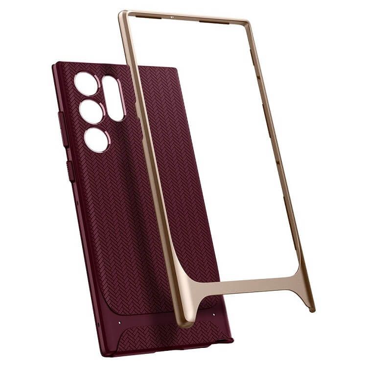 Противоударен Калъф за Samsung S22 Ultra, Spigen Neo Hybrid Case, Бордо (3)