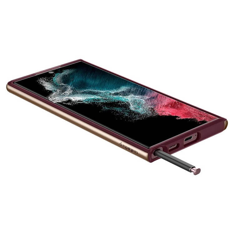 Противоударен Калъф за Samsung S22 Ultra, Spigen Neo Hybrid Case, Бордо (4)