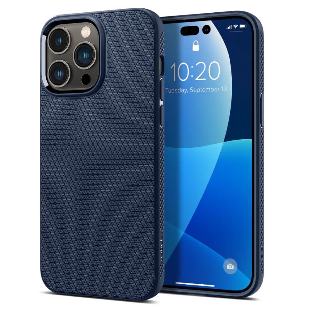 Противоударен Калъф за iPhone 13 Pro, Spigen Liquid Air Case, Син
