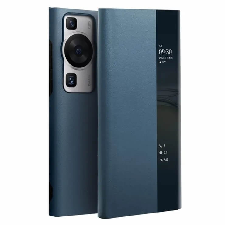 Активен Калъф за Huawei P60 Pro, Qialino Smart Book Case, Син