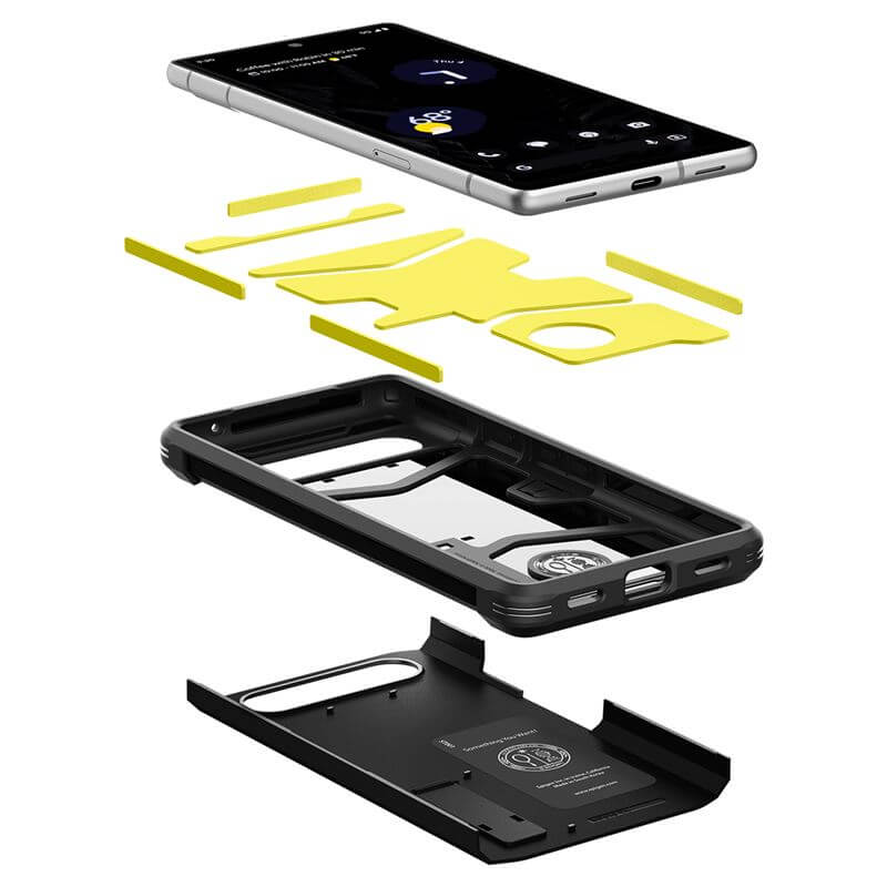 Калъф с Поставка за Google Pixel 7A, Spigen Tough Armor Case, Черен (6)