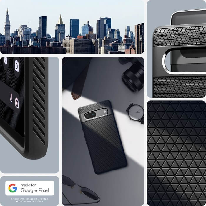 Противоударен Калъф за Google Pixel 7A, Spigen Liquid Air Case, Черен (7)