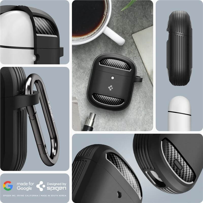 Калъф за Google Pixel Buds Pro, Spigen Rugged Armor Case, Черен (7)