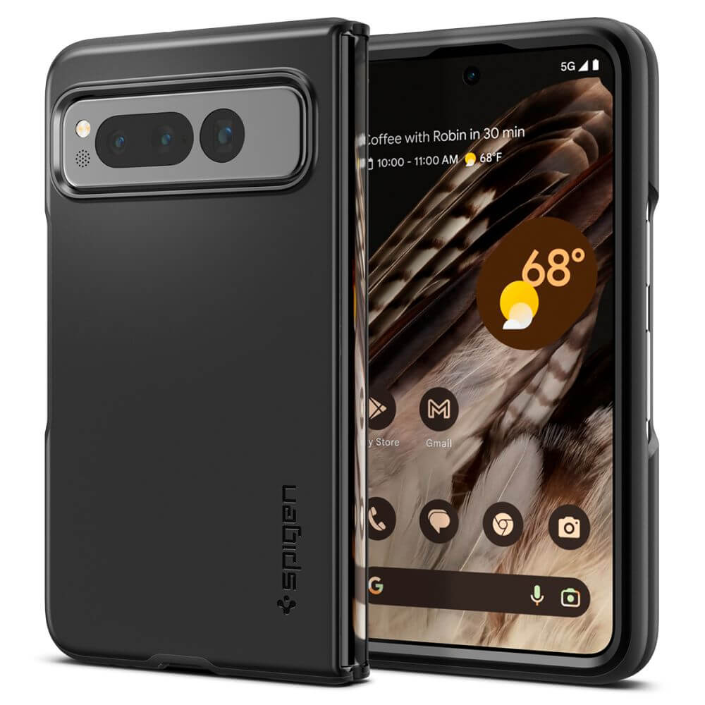 Хибриден Калъф за Google Pixel Fold, Spigen Thin Fit Pen Case, Черен