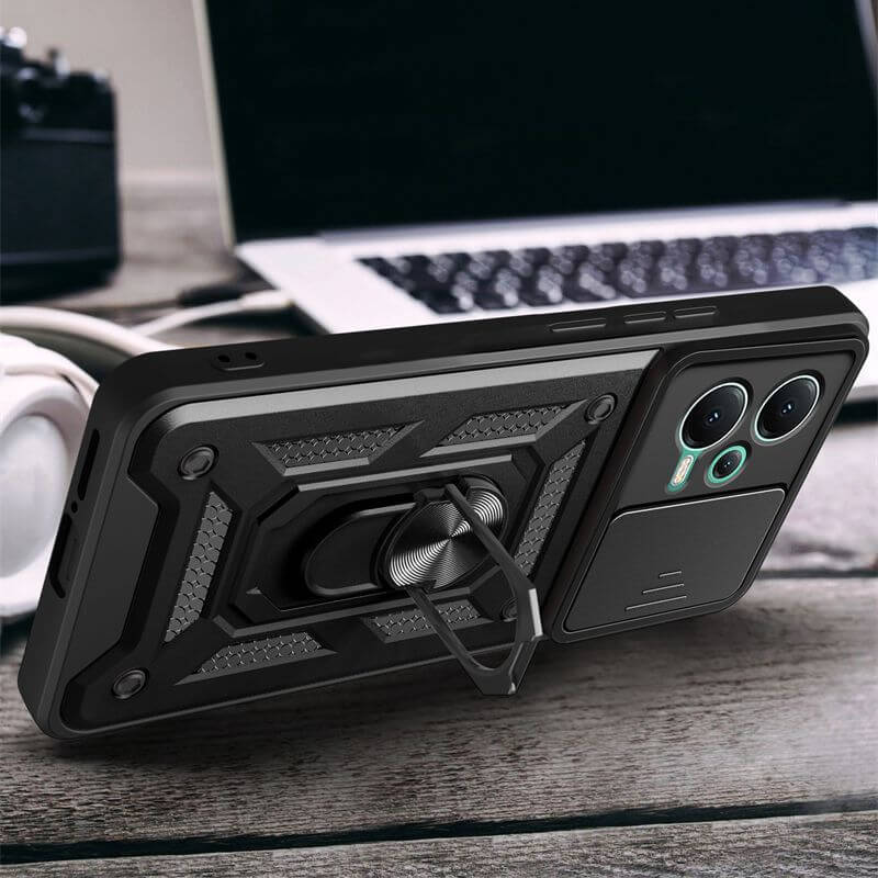 Калъф с Предпазител за Камера и Стойка за Xiaomi Redmi Note 12 Pro 5G, Tech-Protect Kickstand Pro Case, Черен (4)