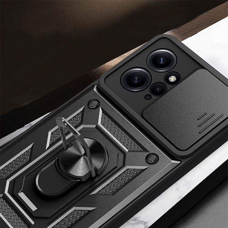 Калъф с Предпазител за Камера и Стойка за Xiaomi Redmi Note 12 4G, Tech-Protect Kickstand Pro Case, Черен (2)