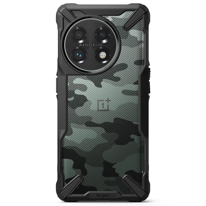 Противоударен Хибриден Калъф за Oneplus 11, Ringke Fusion X Camouflage Case, Черен (3)