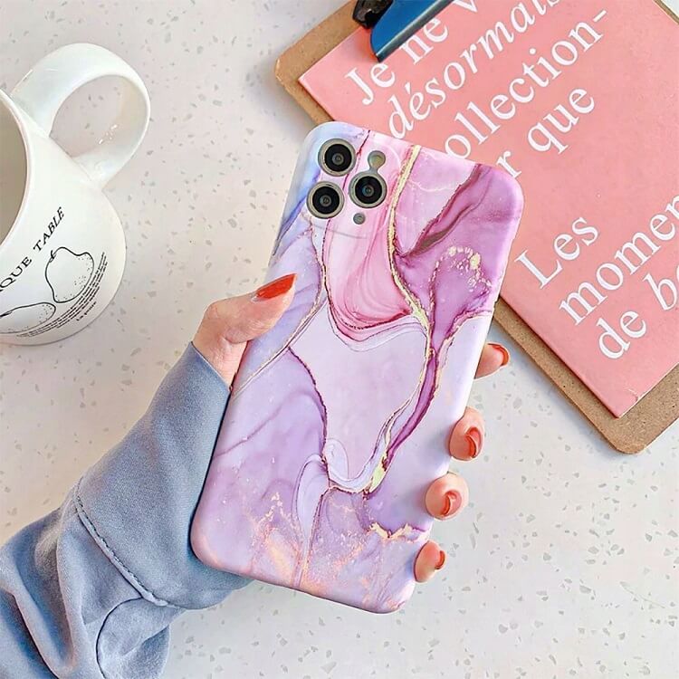 Силиконов Калъф за Samsung A34, Tech-Protect Printing Marble2 Case, Лилав (2)