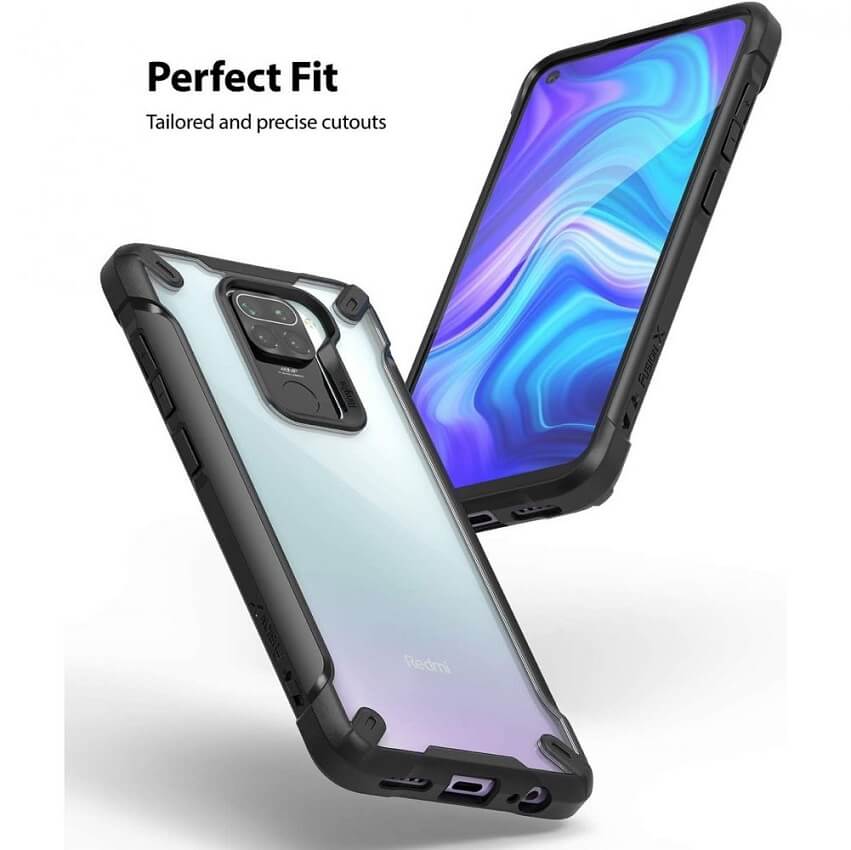 Противоударен Хибриден Калъф за Xiaomi Redmi Note 9, Ringke Fusion X Case, Черен (6)