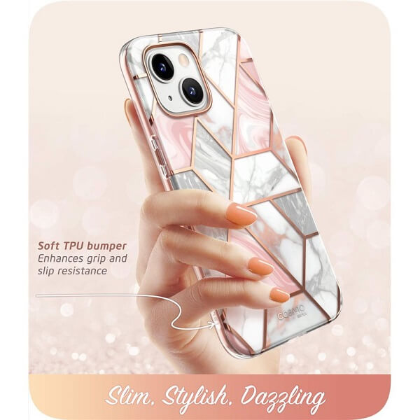Дамски Калъф за iPhone 14, Supcase Iblsn Cosmo Marble, Розов (5)