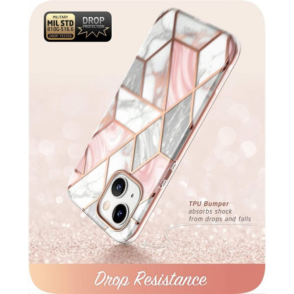 Дамски Калъф за iPhone 14, Supcase Iblsn Cosmo Marble, Розов (7)