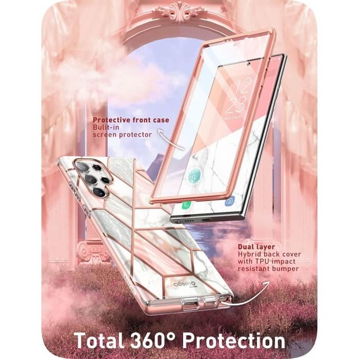 Дамски Калъф за Samsung S22 Ultra, Supcase Iblsn Cosmo Marble, Розов (5)