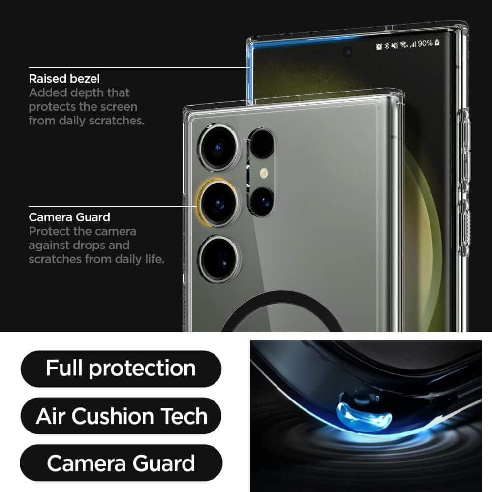 Magsafe Калъф за Samsung S23 Ultra, Spigen Ultra Hybrid Ring Case, Прозрачен (8)