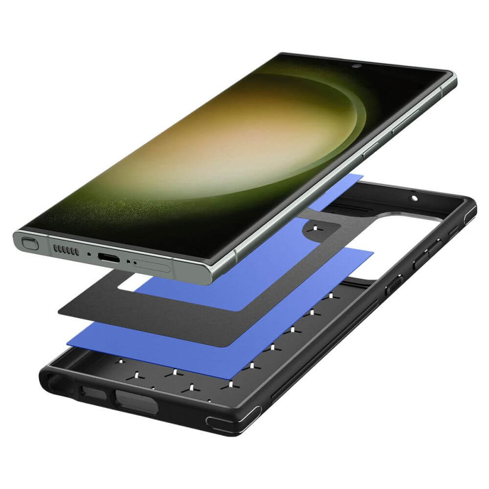 Противоударен Калъф за Samsung S23 Ultra, Spigen Cryo Armor Case, Черен (3)