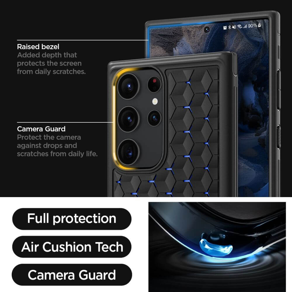 Противоударен Калъф за Samsung S23 Ultra, Spigen Cryo Armor Case, Черен (9)
