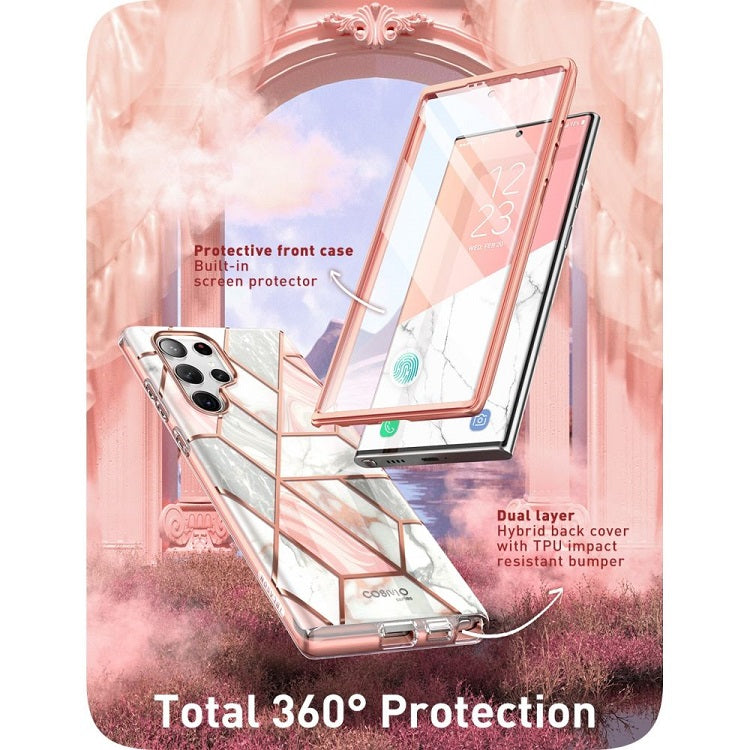 Дамски Калъф за Samsung S23 Ultra, Supcase Iblsn Cosmo Marble, Розов (6)