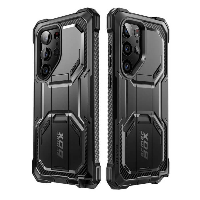 Противоударен Калъф за Samsung S23 Ultra, Supcase Iblsn ArmorBox 2-Set, Черен (2)