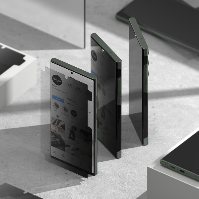 Privacy Протектор за Samsung S23 Ultra, Ringke Dual Easy Wing Folio Glass, Черен (5)