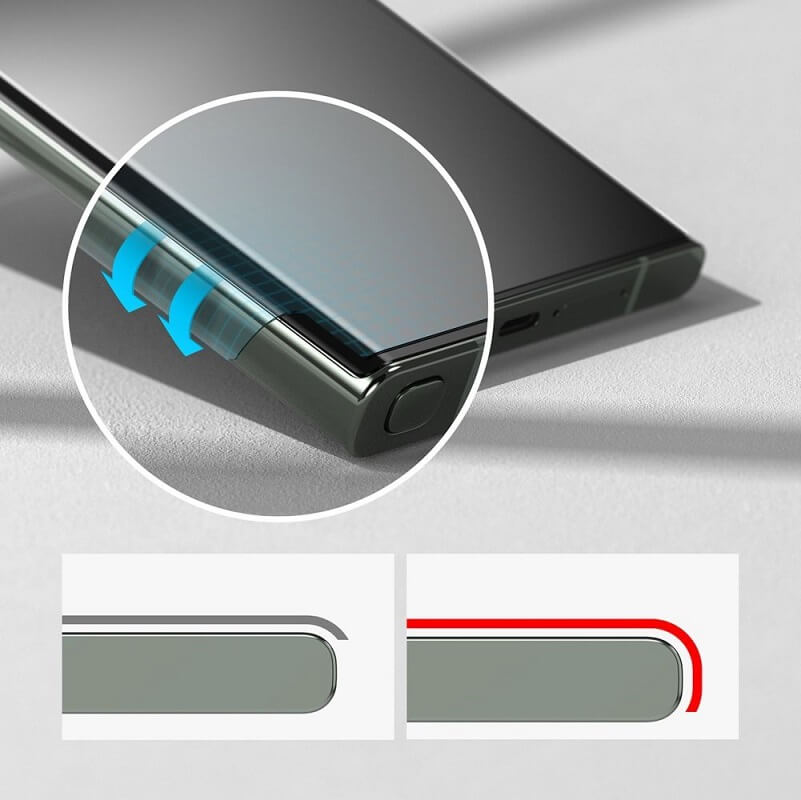 Privacy Протектор за Samsung S23 Ultra, Ringke Dual Easy Wing Folio Glass, Черен (4)