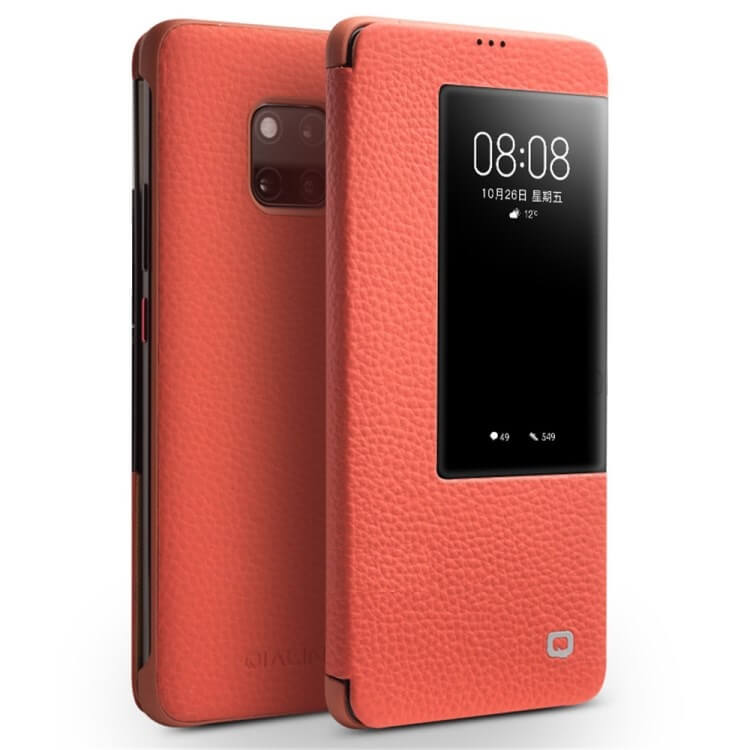 Активен Калъф за Huawei Mate 20 Pro, Qialino Smart Book Case, Оранжев