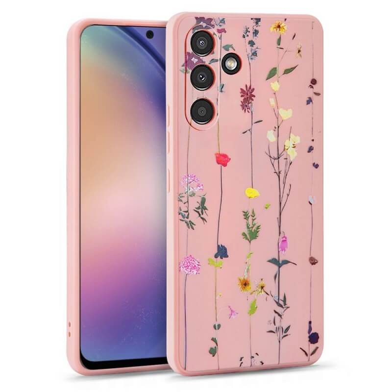 Силиконов Дамски Калъф за Samsung A54, Tech-Protect Floral Case, Розов
