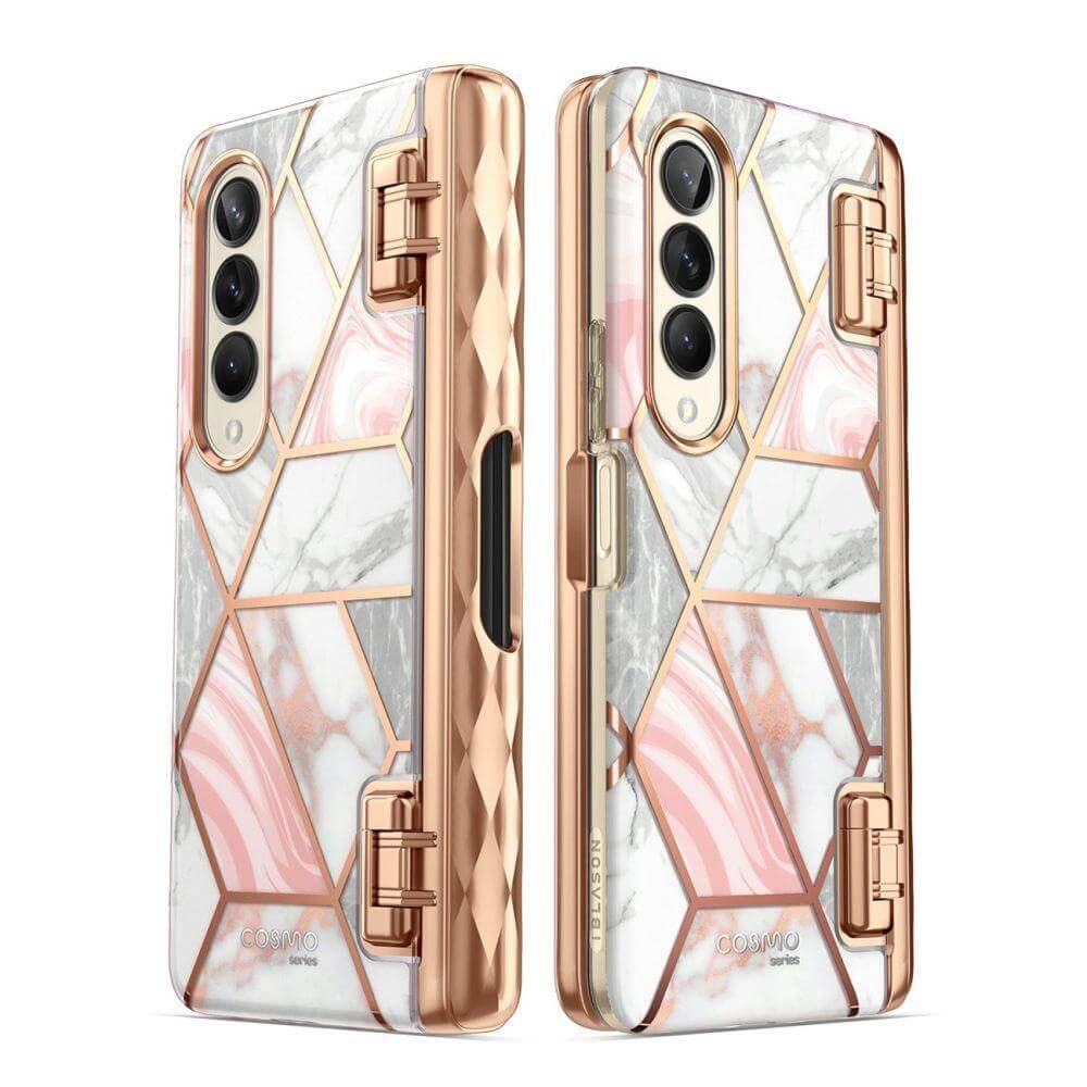 Дамски Калъф за Samsung Z Fold 4, Supcase Iblsn Cosmo Marble, Розов