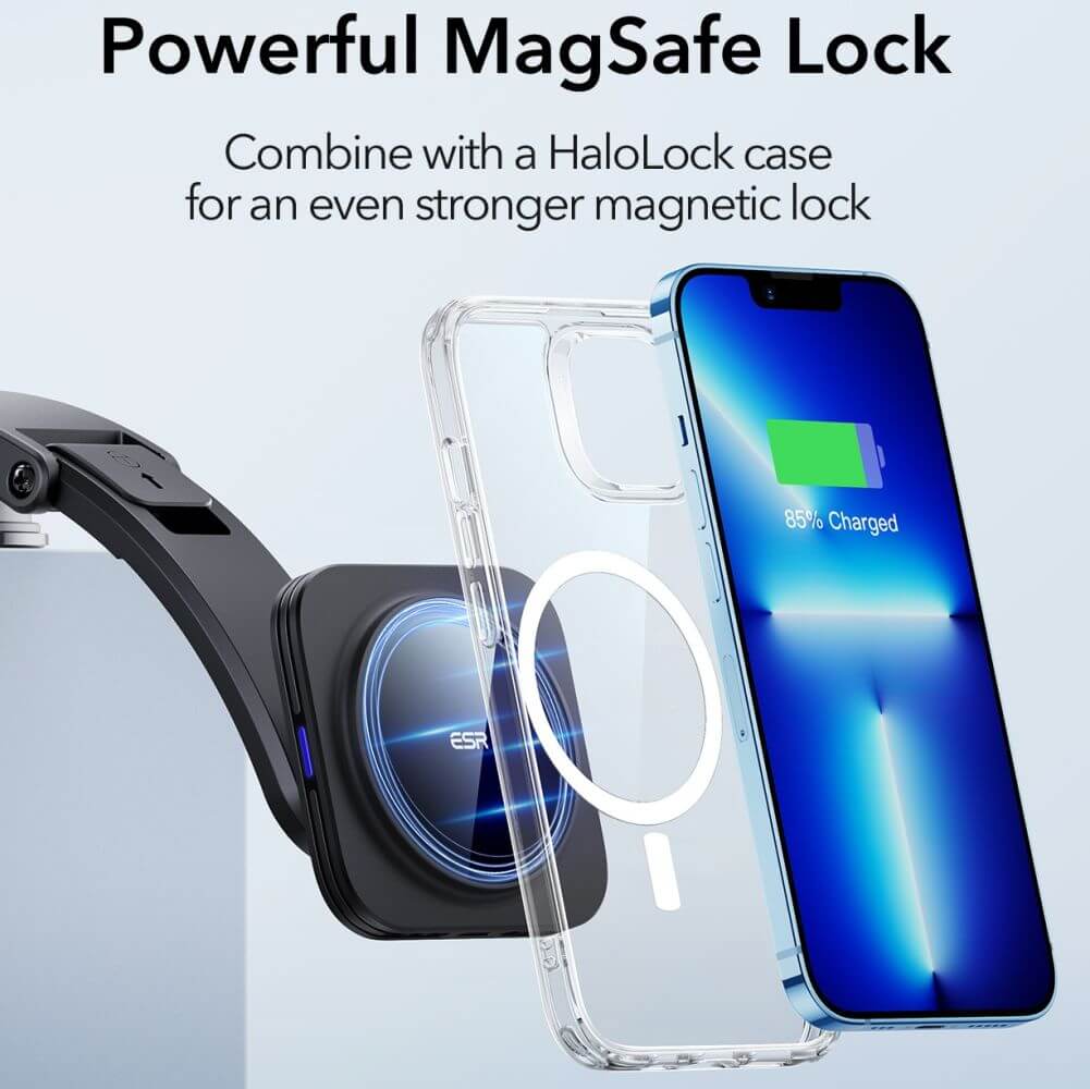 Безжично Зарядно за Кола за iPhone, ESR Magsafe Car Charger 15w, Черен (5)