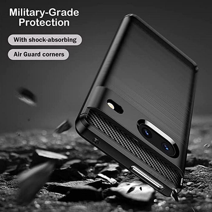 Противоударен Калъф за Google Pixel 7A, Tech-Protect Premium Carbon Case, Черен (3)