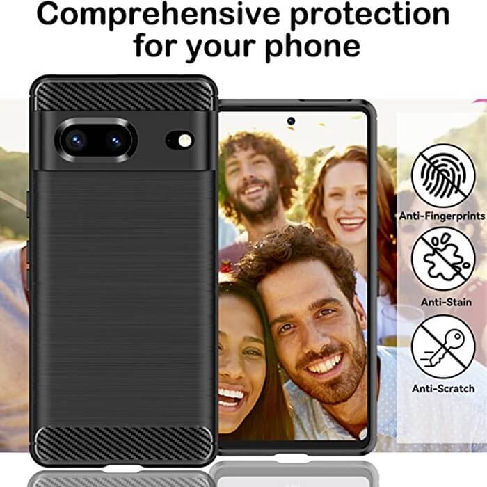 Противоударен Калъф за Google Pixel 7A, Tech-Protect Premium Carbon Case, Черен (2)