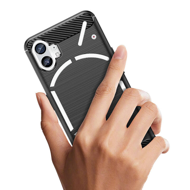 Противоударен Калъф за Nothing Phone 1, Premium Carbon Case, Черен (2)