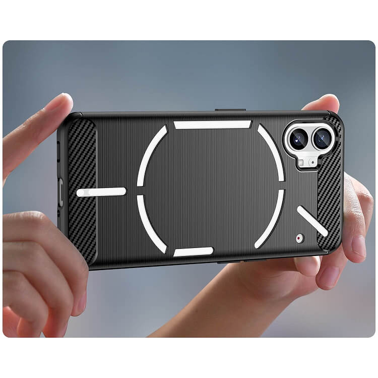 Противоударен Калъф за Nothing Phone 1, Premium Carbon Case, Черен (4)