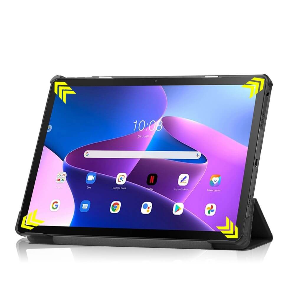 Калъф за Lenovo Tab M10 Plus 3rd 10.6, Tech-Protect Tri-Fold Leather Case, Черен (4)