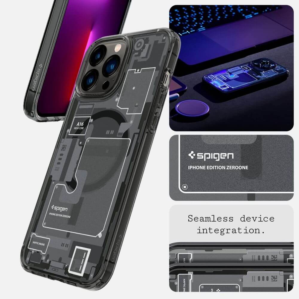 Magsafe Калъф за iPhone 14 Pro Max, Spigen Zero One Ultra Hybrid Case, Черен (8)
