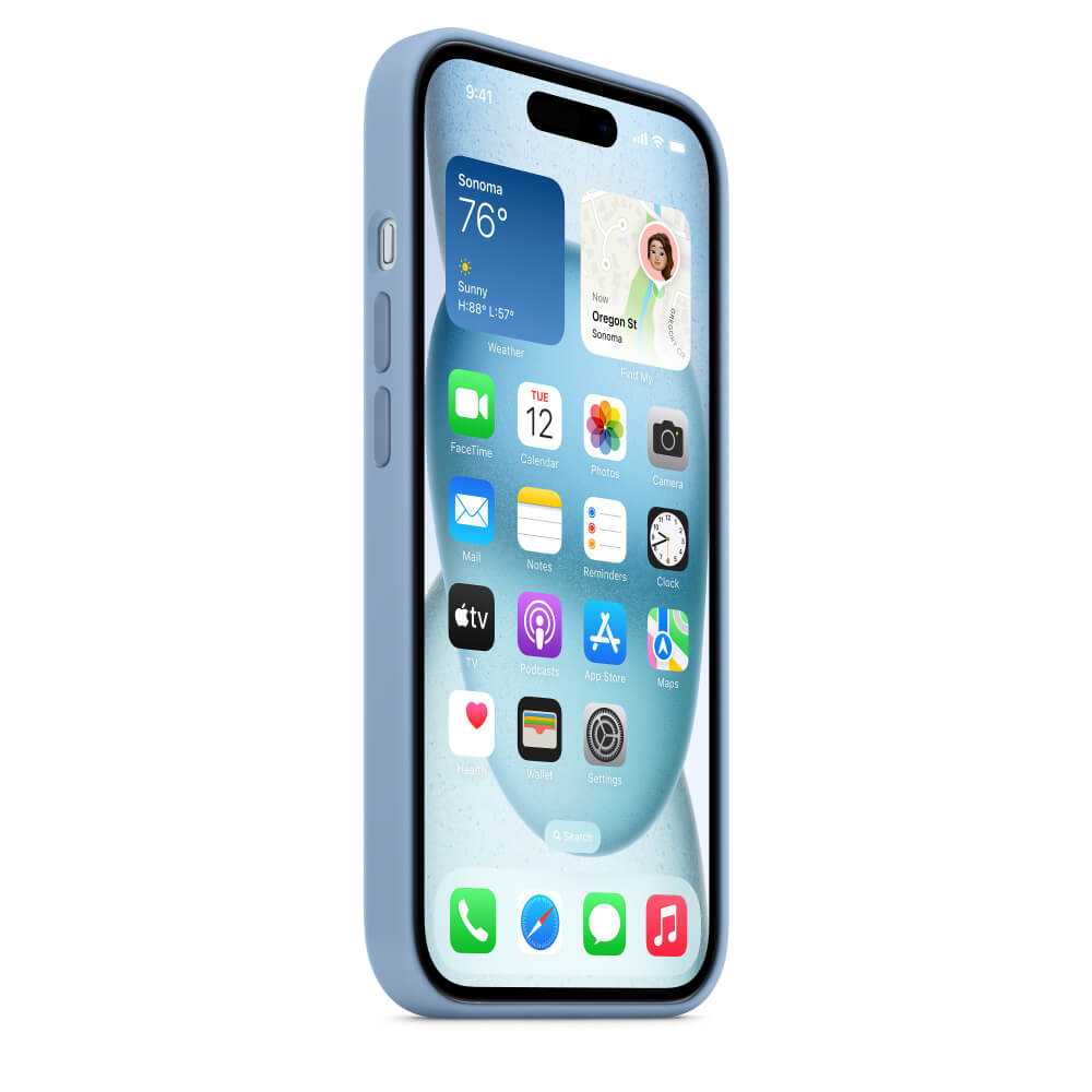 Оригинален Силиконов Калъф за iPhone 15, Silicone Magsafe Case MT0Y3ZM/A, Син (7)