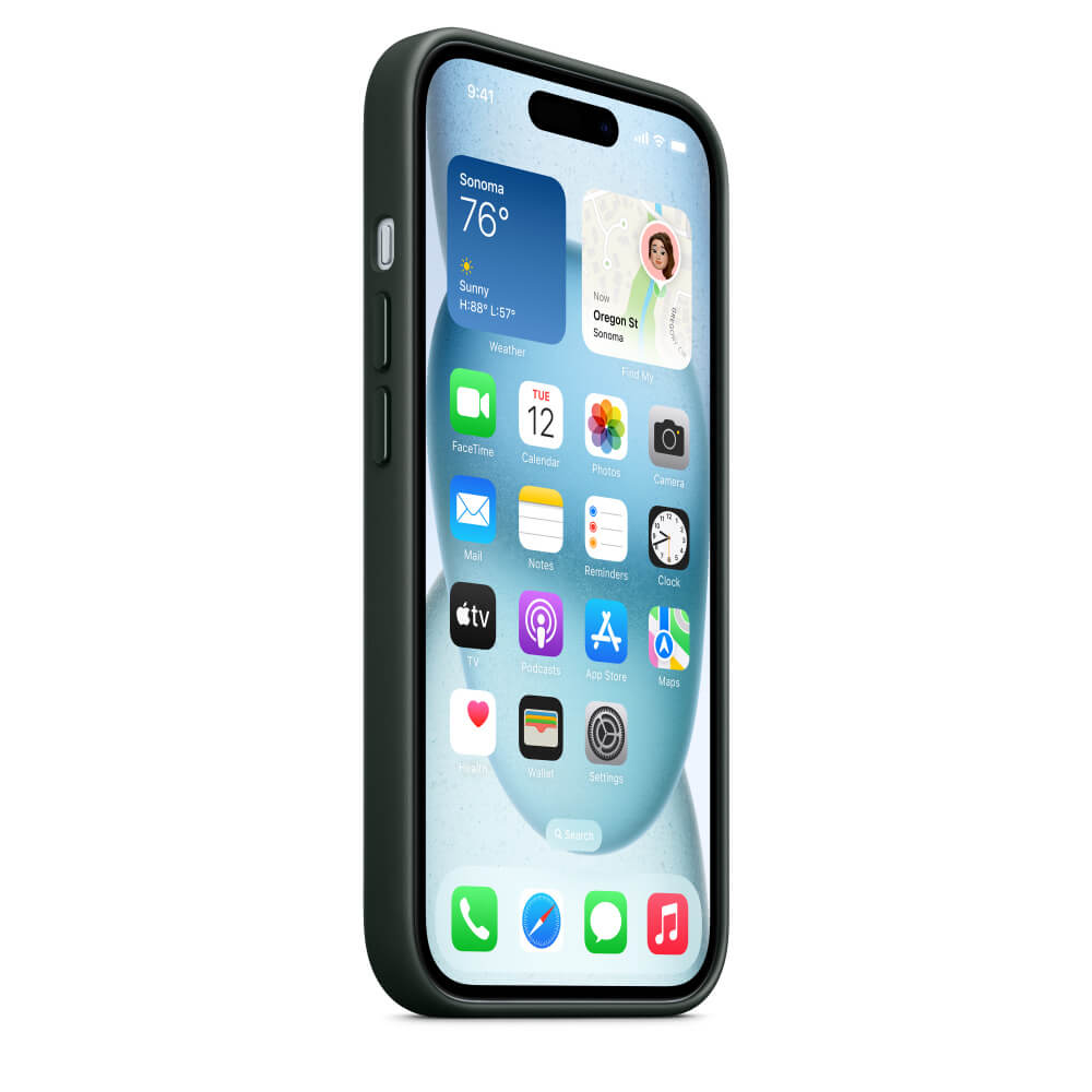 Оригинален Тъкан Калъф за iPhone 15, FineWoven Magsafe Case MT3J3ZM/A, Зелен (7)