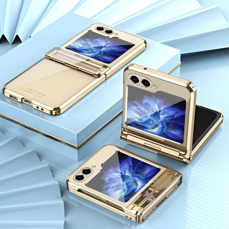 Калъф с Предпазител за Samsung Galaxy Z Flip 5, GKK Frame Hinge Case, Златист (5)