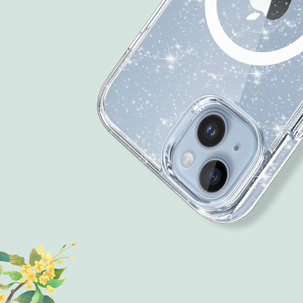 Magsafe Калъф за iPhone 15 Pro, Tech-Protect Hybrid FlexAir Glitter Clear Case, Прозрачен (3)