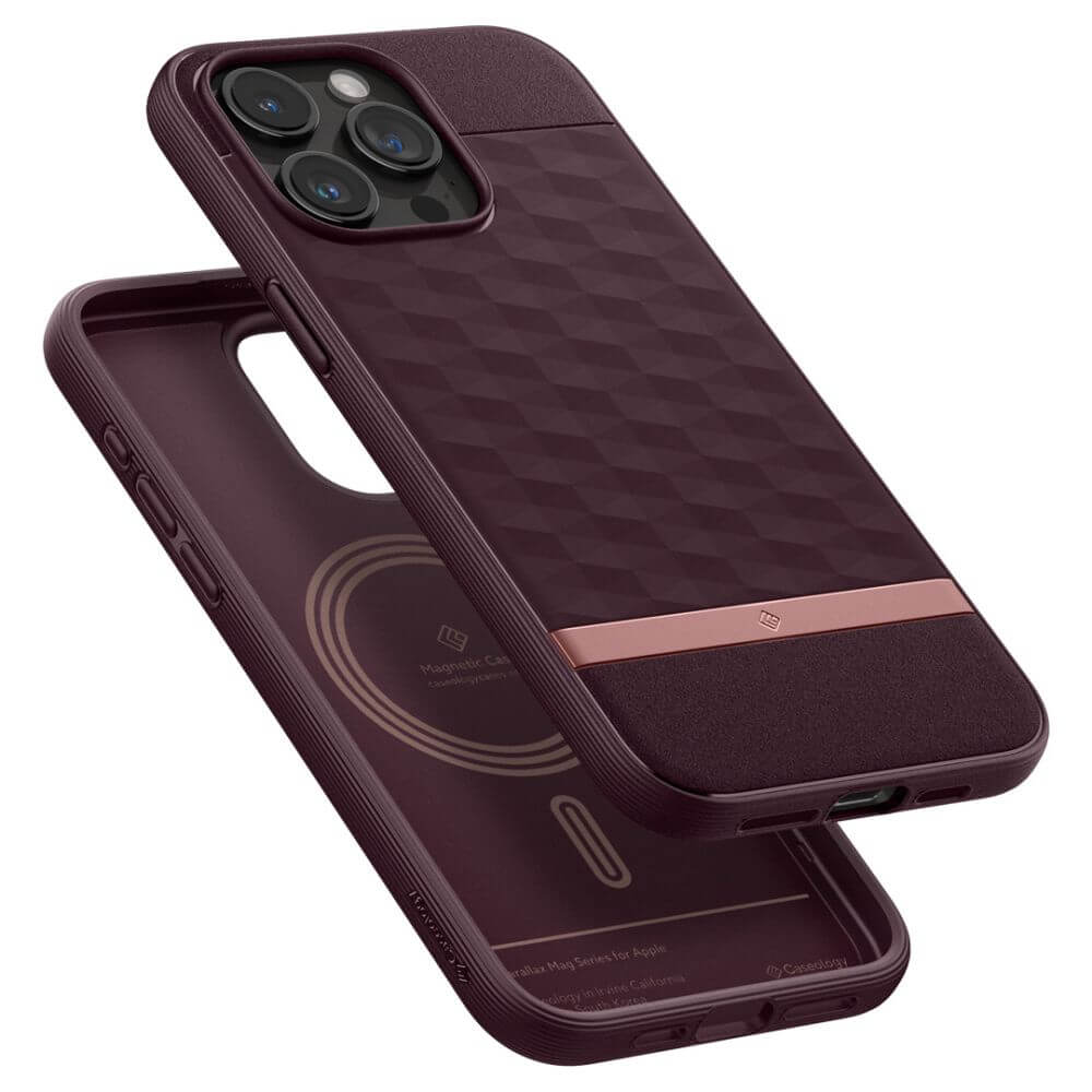 Magsafe Калъф за iPhone 15 Pro Max, Spigen Caseology Parallax, Бордо (6)