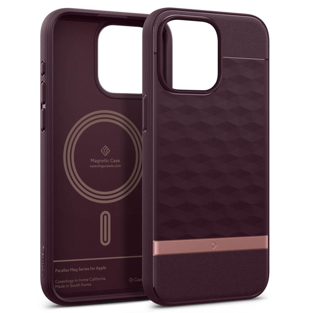 Magsafe Калъф за iPhone 15 Pro Max, Spigen Caseology Parallax, Бордо (2)