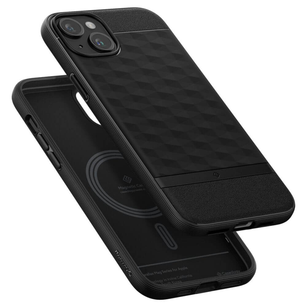 Magsafe Калъф за iPhone 15, Spigen Caseology Parallax, Черен (5)