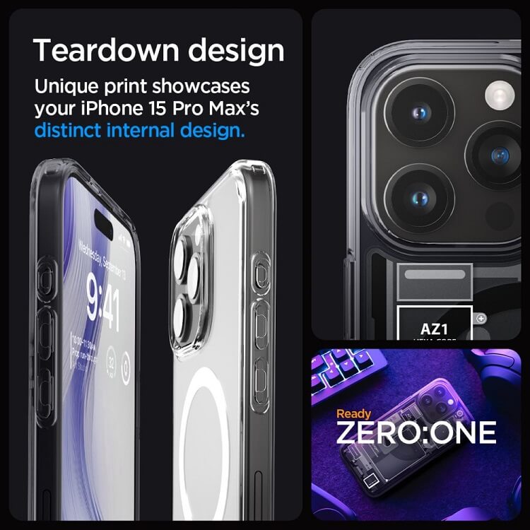 Magsafe Калъф за iPhone 15 Pro Max, Spigen Zero One Ultra Hybrid Case, Черен (8)
