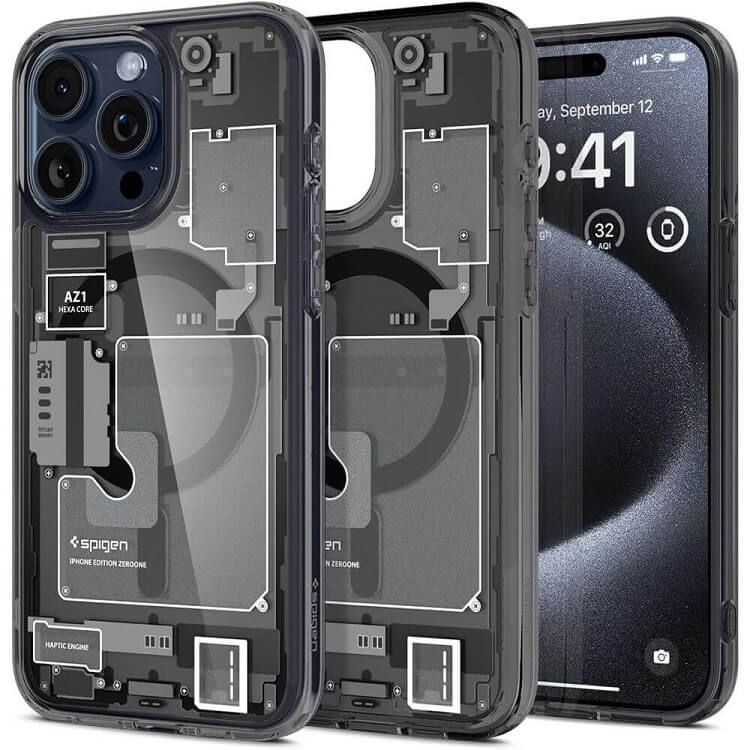Magsafe Калъф за iPhone 15 Pro Max, Spigen Zero One Ultra Hybrid Case, Черен