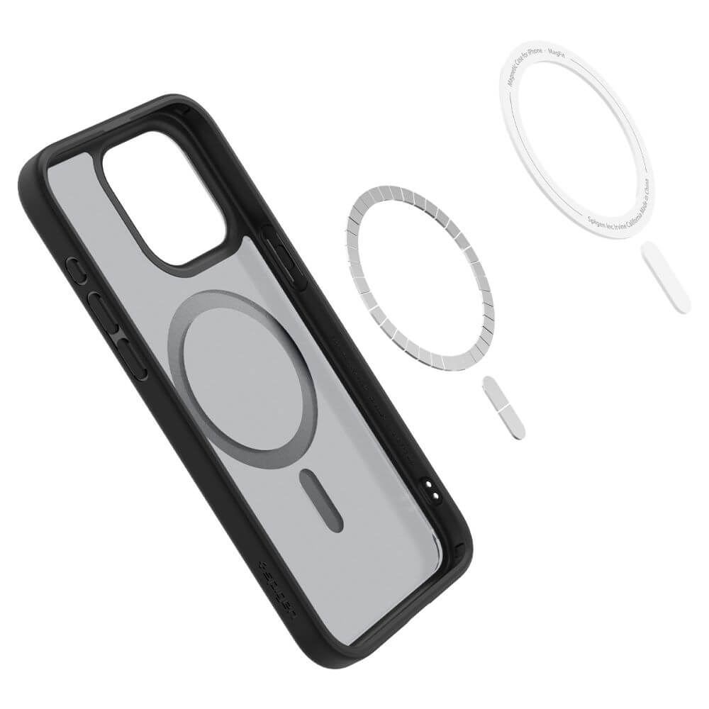 Magsafe Матов Калъф за iPhone 15 Pro, Spigen Ultra Hybrid Frost Case, Черен (3)