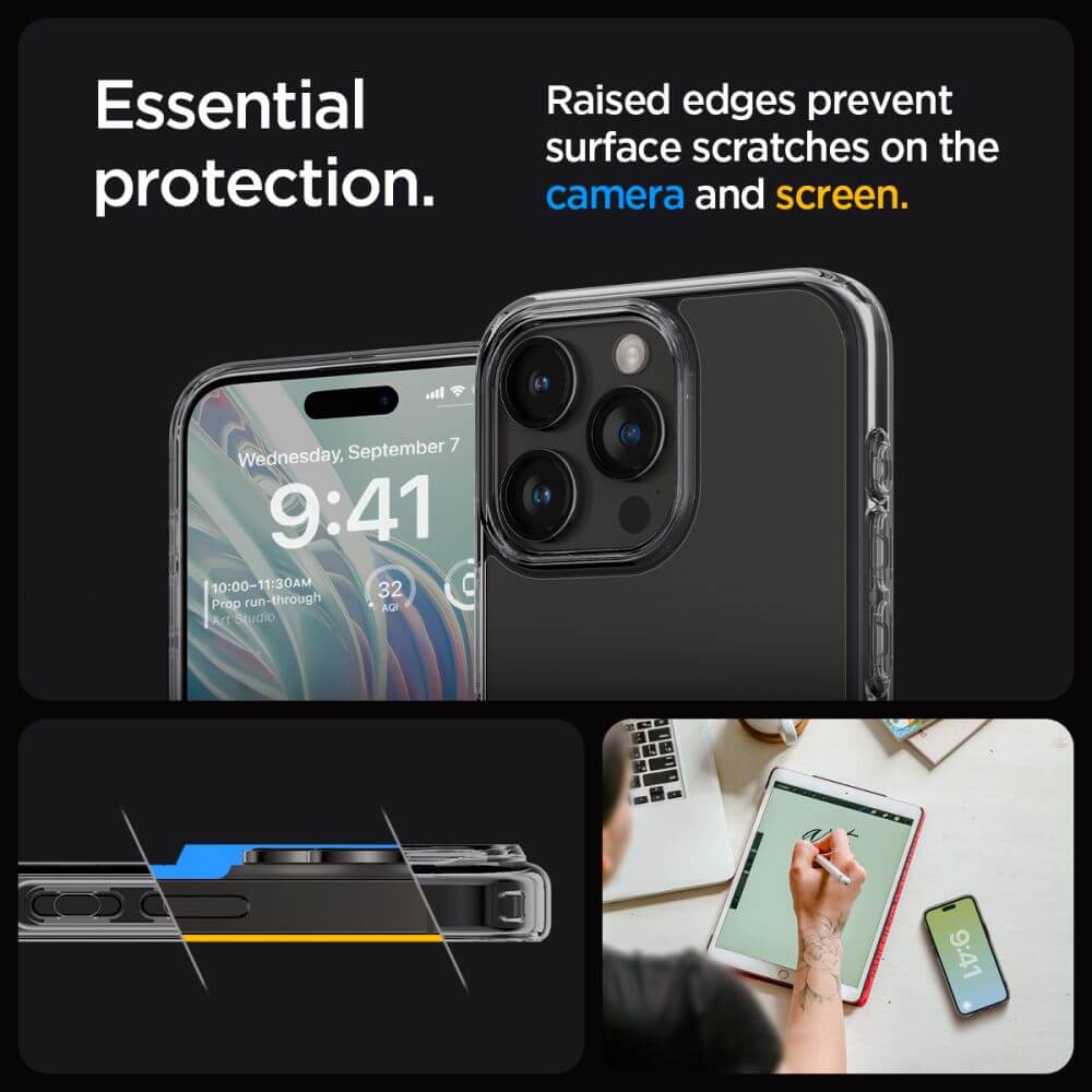 Противоударен Калъф за iPhone 15 Pro Max, Spigen Ultra Hybrid Case, Сив (9)