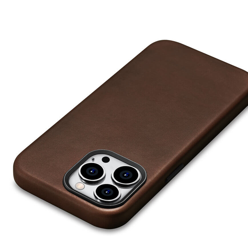 Magsafe Калъф от Естествена Кожа за iPhone 15 Pro Max, iCarer Oil Wax Leather Case, Кафяв (5)