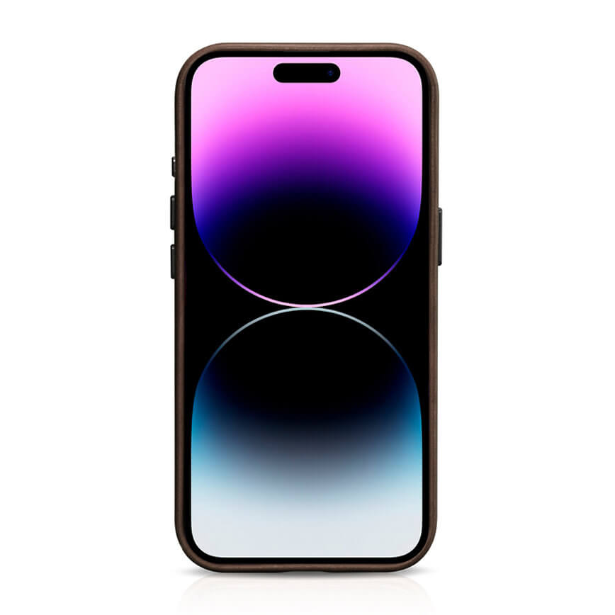 Magsafe Калъф от Естествена Кожа за iPhone 15 Pro Max, iCarer Oil Wax Leather Case, Кафяв (2)
