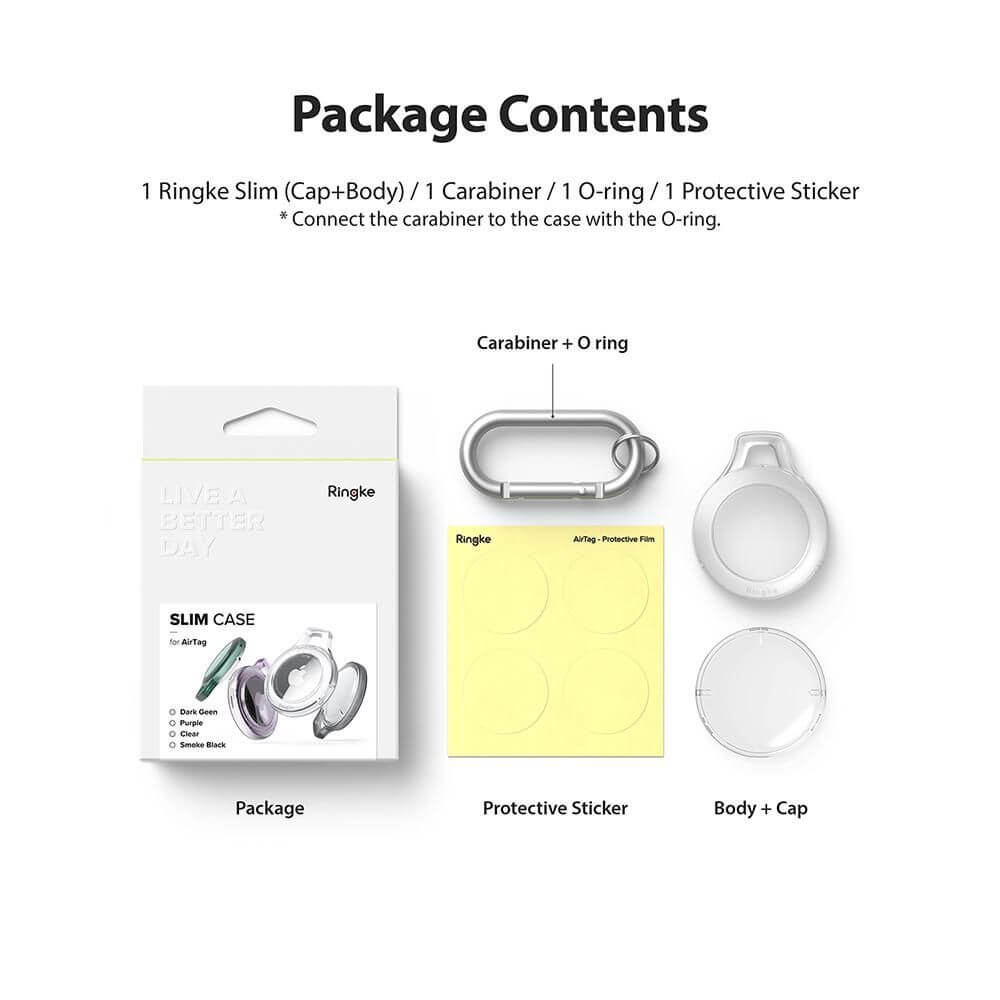 Противоударен Калъф за Apple AirTag, Ringke Slim PC Smoke Case, Черен (6)