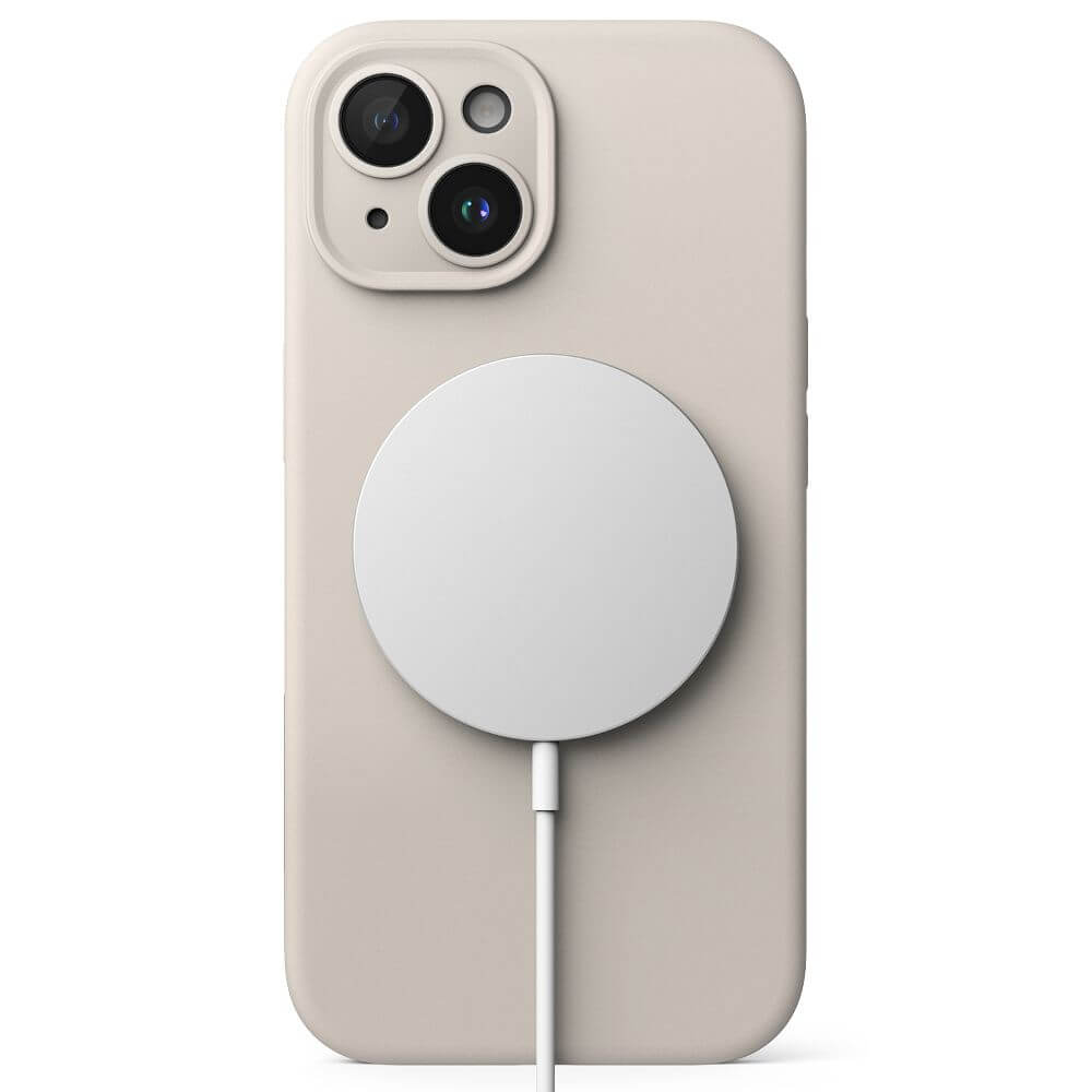 Magsafe Калъф за iPhone 15, Ringke Silicone Magnetic Case, Бежов (3)